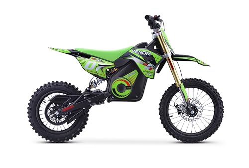 Venom 1600W Pro Electric Dirt Bike 48V Lithium Battery | Advanced Speed Governor | Hydraulic Disk Brakes | MID-Size, Green