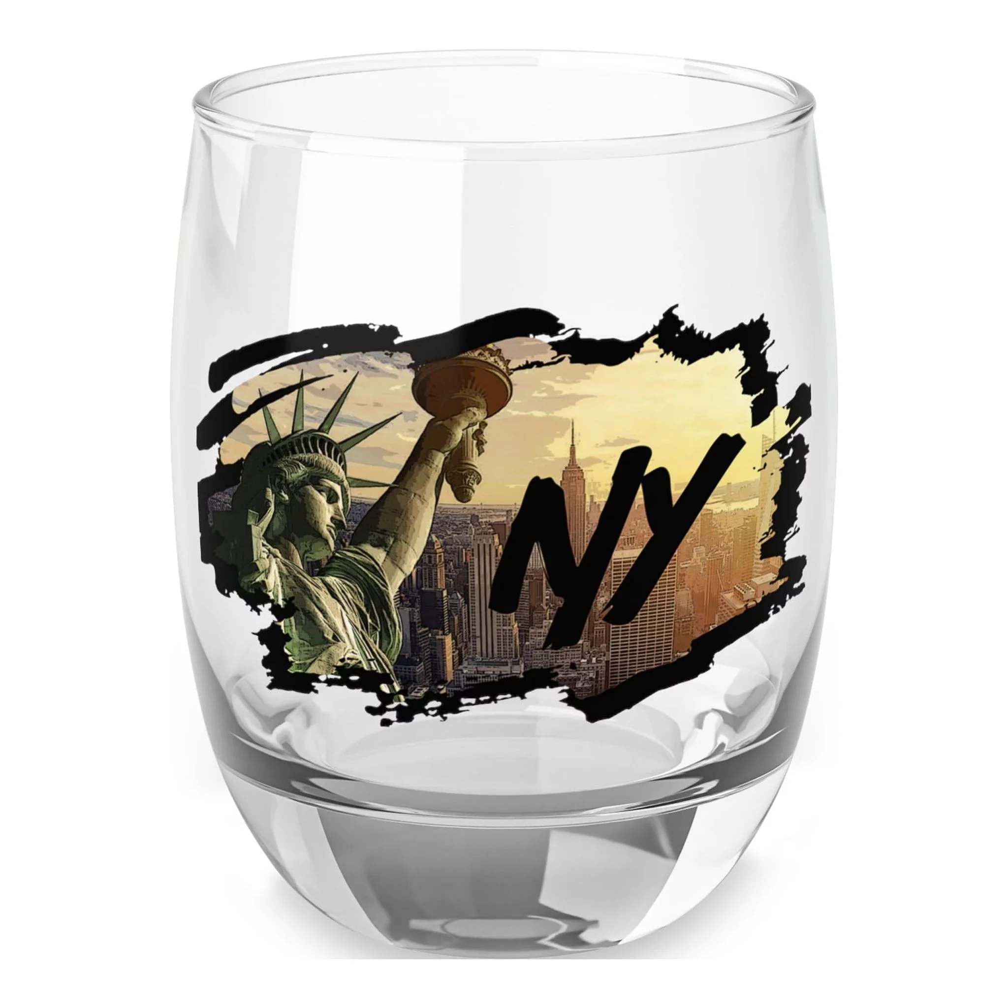 New York, NY Whiskey Glass, bar glass, glass, kitchen, Home Decor
