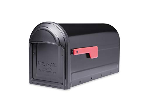 Architectural Mailboxes Barrington Galvanized Steel Post Mount Mailbox, Compatibility Code F, 7900-1B-R-10, Black, Large Capacity