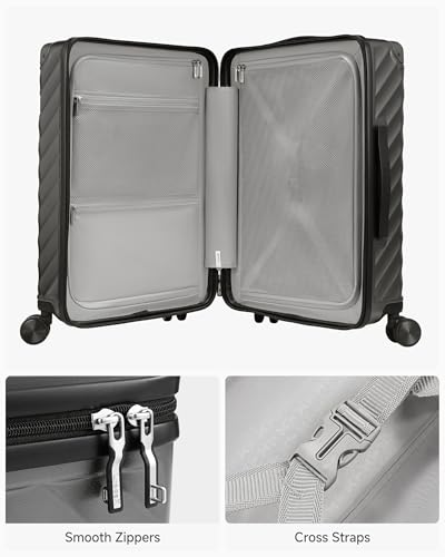 LUGGEX Luggage with Spinner Wheels, Polycarbonate Expandable Hard Shell Suitcase, Carry On 20 Inch, Charcoal Metallic