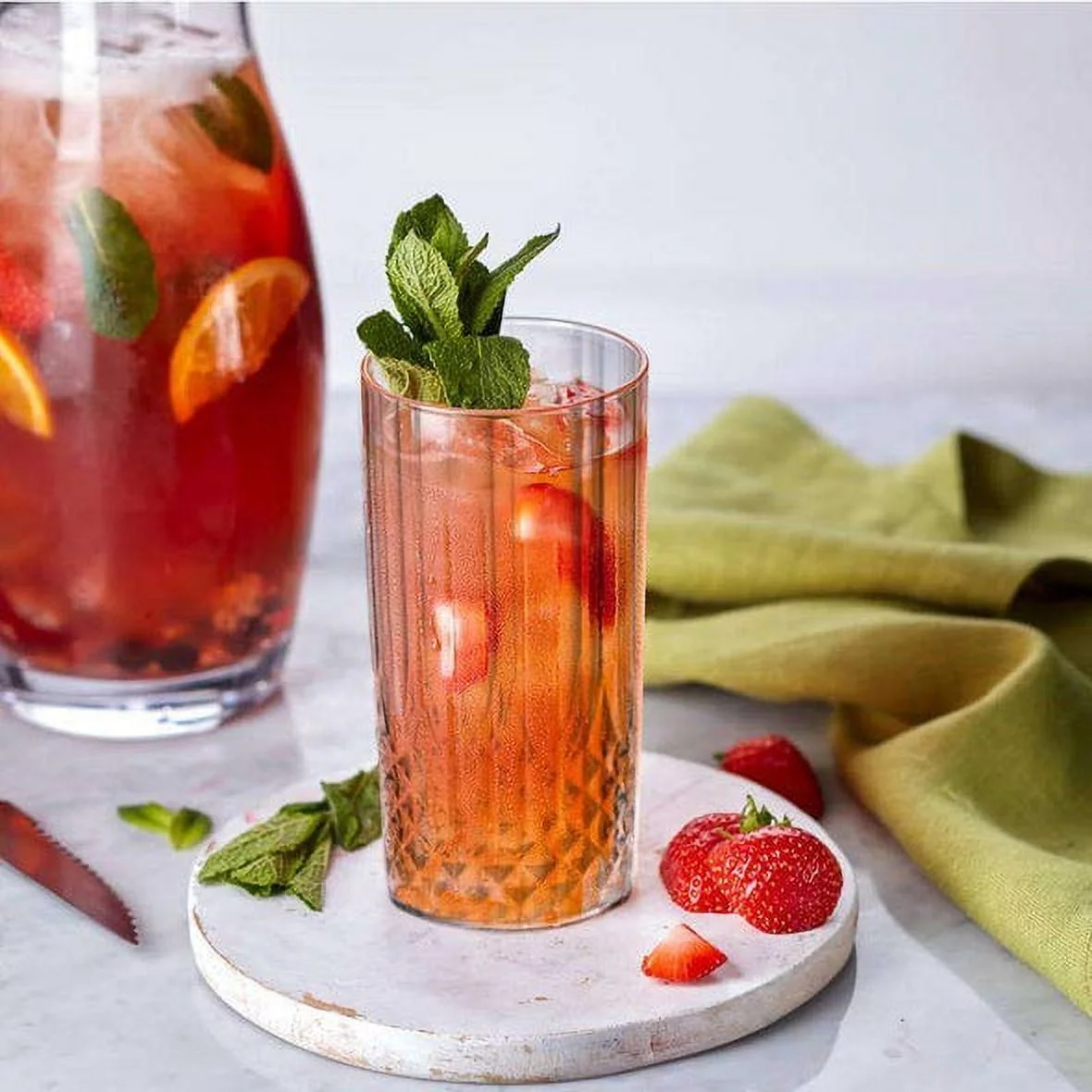 Smarty 14 oz. Clear Crystal Cut High Ball Plastic Glasses 48ct