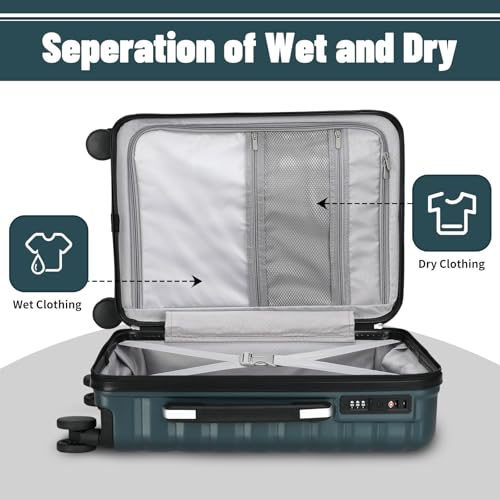 Lightweight Luggage with Spinner Wheels & YKK Zipper, 3-Piece Travel Suitcase ABS+PC Hardshell Luggage Set with TSA Lock, Light Avocado Green (20+24+28 inch)