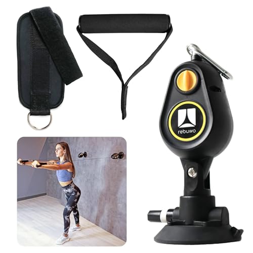 Rebuwo Rope Trainer, Pull Up Rope Trainer, Mini Cable Crossover, Vacuumed Exercise Rope, 3 Resistance Level, 5-10-15 Ibs Adjustable Exercise Machine, All-in-One Home Gym Solution,