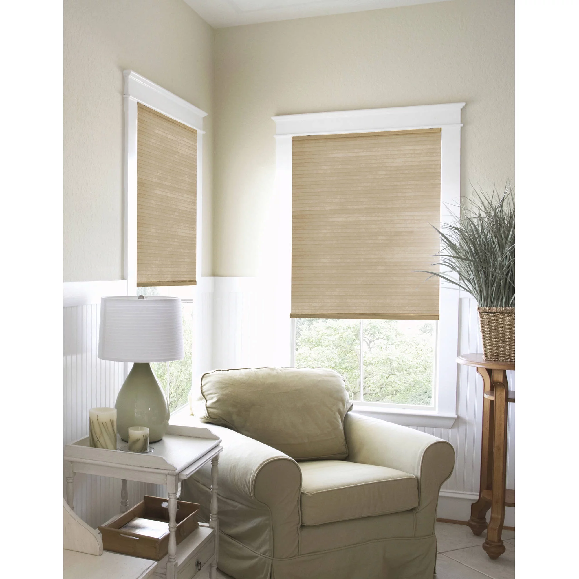 Richfield Studios Cordless Light Filtering Polyester Honeycomb Window Shades, Brown, 20.5