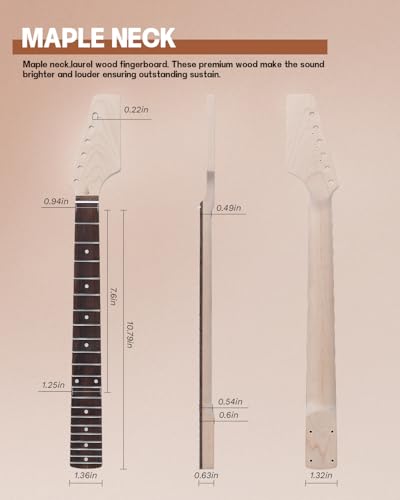 Leo Jaymz DIY Single Cut Electric Guitar Kits with Mahogany Body and Neck - Rosewood Fingerboard and All Components Included (LP Hollow)