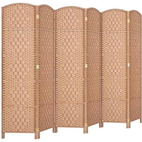 Room Divider, Room Dividers and Folding Privacy Screens, 16in Privacy Screen, 6 Panel Temporary Wall Partitions, 6ft Space Separation Panel Screen, Natural
