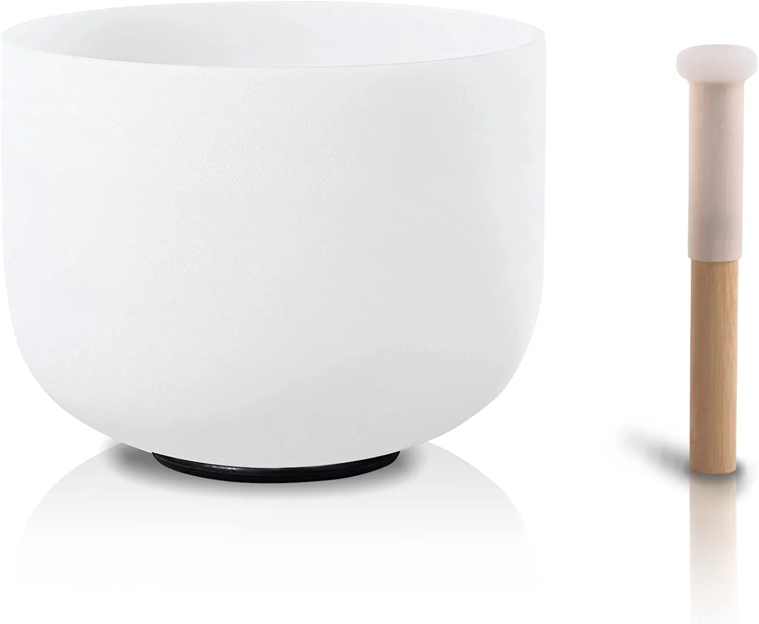 FMTY 8 inch C note (Root) Frosted Quartz Crystal singing bowls with mallet set sound bowl for healing Mindfulness, Meditation, Yoga, Spiritual and Body Healing Chakra Bowl