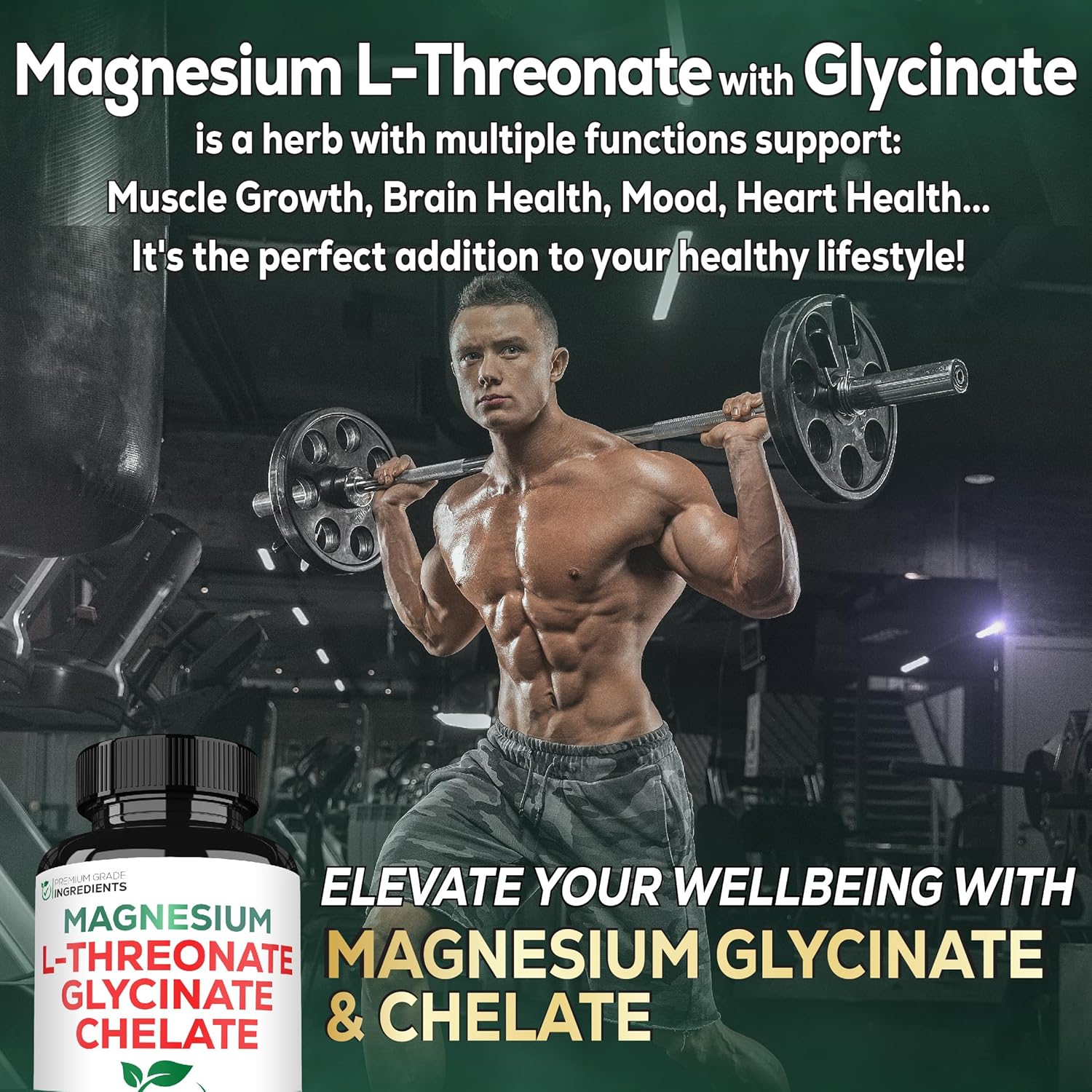 Satoomi 1200mg 3in1 Magnesium L-Threonate 500mg Supplement with Magnesium Glycinate 500mg & Magnesium Chelate 200mg - 150 Vegan Capsules