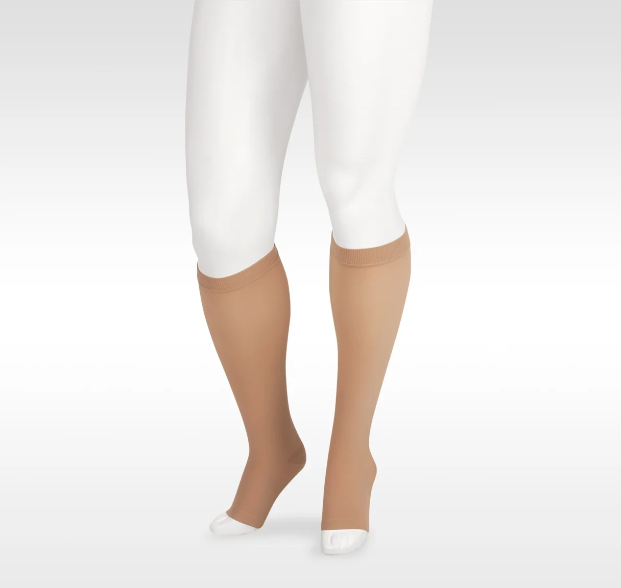 Juzo Soft 2000 Open Toe Knee Highs w/Silicone Band - 15-20 mmHg Short  Beige V  Short 2000ADSBSH14 V