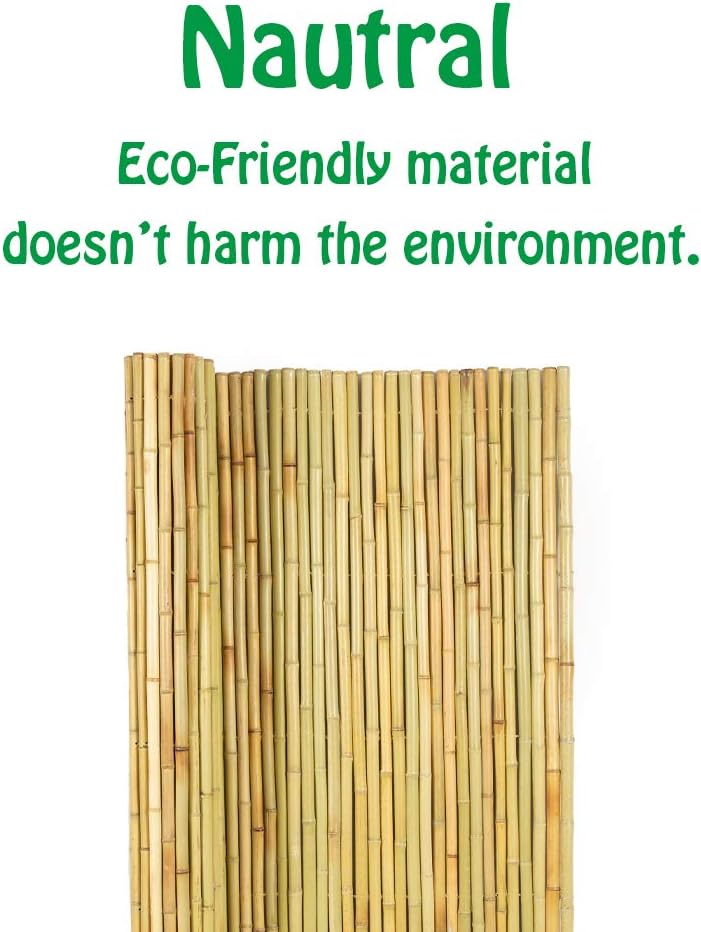 Mininfa Natural Rolled Bamboo Fence, Eco-Friendly Bamboo Fencing, 0.7 in D x 4 feet High x 6 feet Long, Bamboo Screen for Garden, Privacy