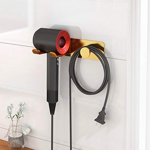 FLE Hair Dryer Holder Wall Mounted, Stainless Steel Self Adhesive Blow Dryer Holder Rack for Dyson Supersonic Hair Dryer,White