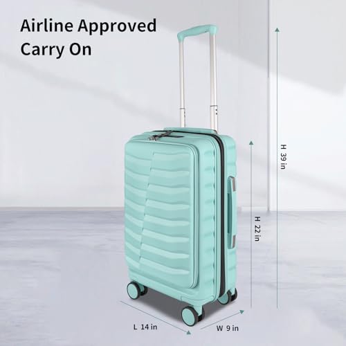 Lightweight Luggage with Spinner Wheels & YKK Zipper, 3-Piece Travel Suitcase ABS+PC Hardshell Luggage Set with TSA Lock, Light Avocado Green (20+24+28 inch)