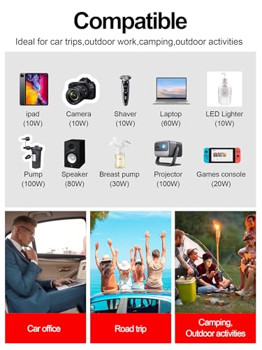 YSOLX 600W Power Inverter, DC 12V to 110V AC Car Inverter with Dual USB C/A Fast Car Charger Adapter(Updated)