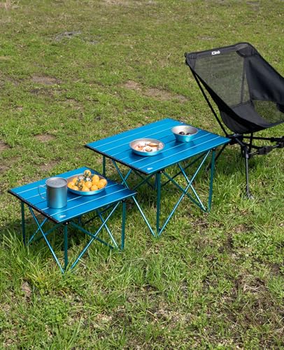 iClimb Ultralight Compact Camping Folding Table with Carry Bag (Blue - S)