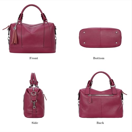 HESHE Womens Genuine Leather Handbags Purse Crossbody Satchel Tote Bags Ladies Real Leather Bags