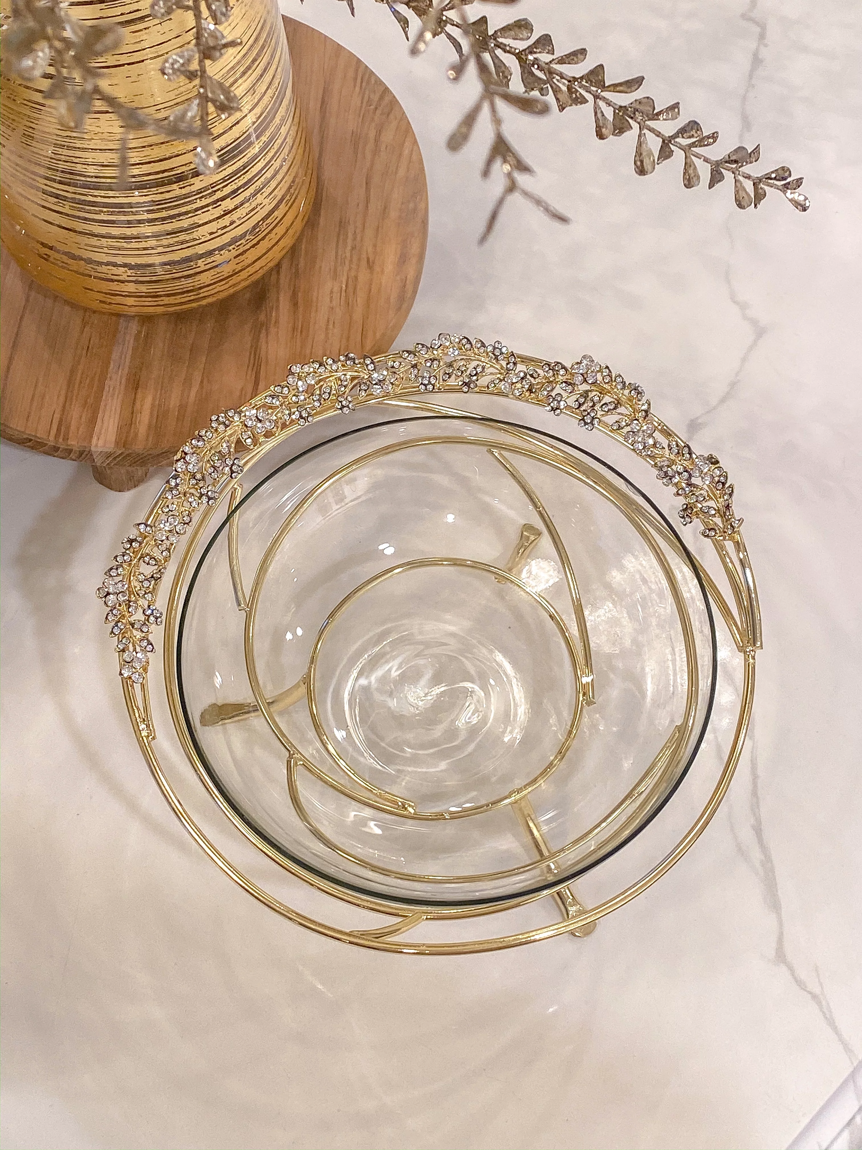 Inspire Me! Home Decor Jeweled Edge Bowl with Glass Insert