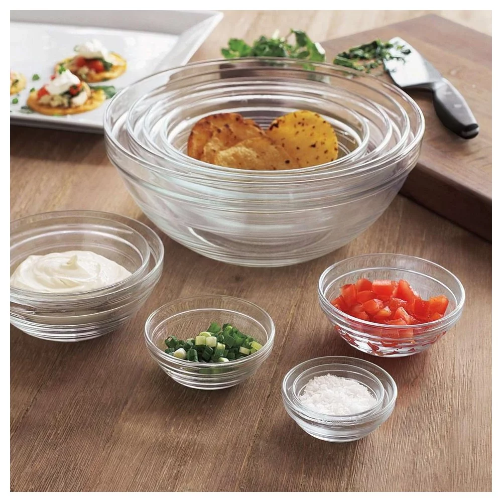 Duralex - Lys Stackable Clear Bowl 17 cm 6.5 inches, Set Of 6