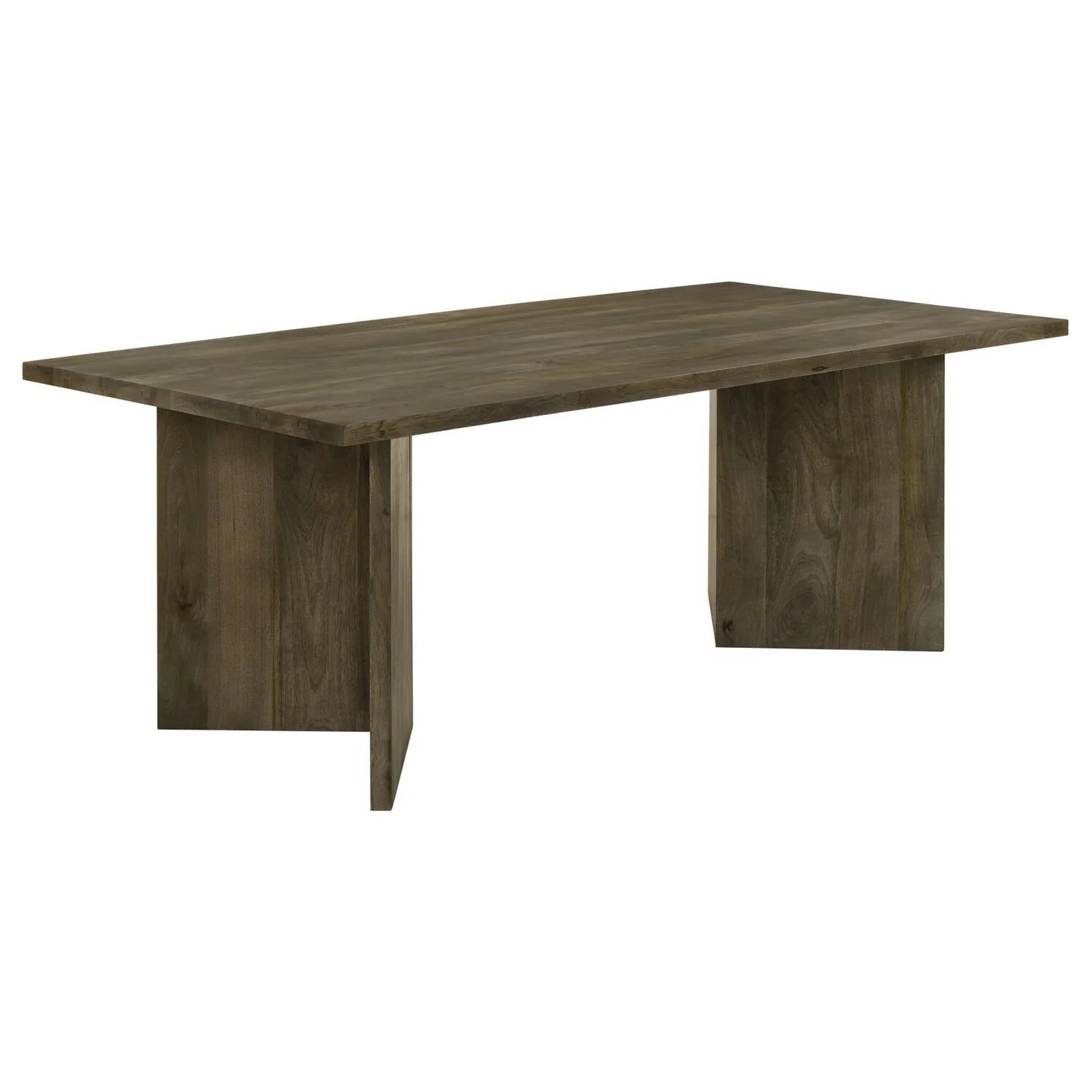 Benjara BM307148 80 in. Brown Mango Wood Double V Shaped Rectangular Base Dining Table