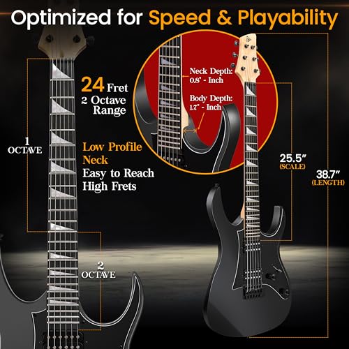 Pyle Prog Rock EG Series Electric Guitar with Amp Kit, 39
