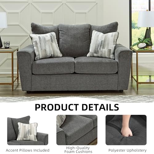 Signature Design by Ashley Stairatt Casual Loveseat with Flared Arms, Gray