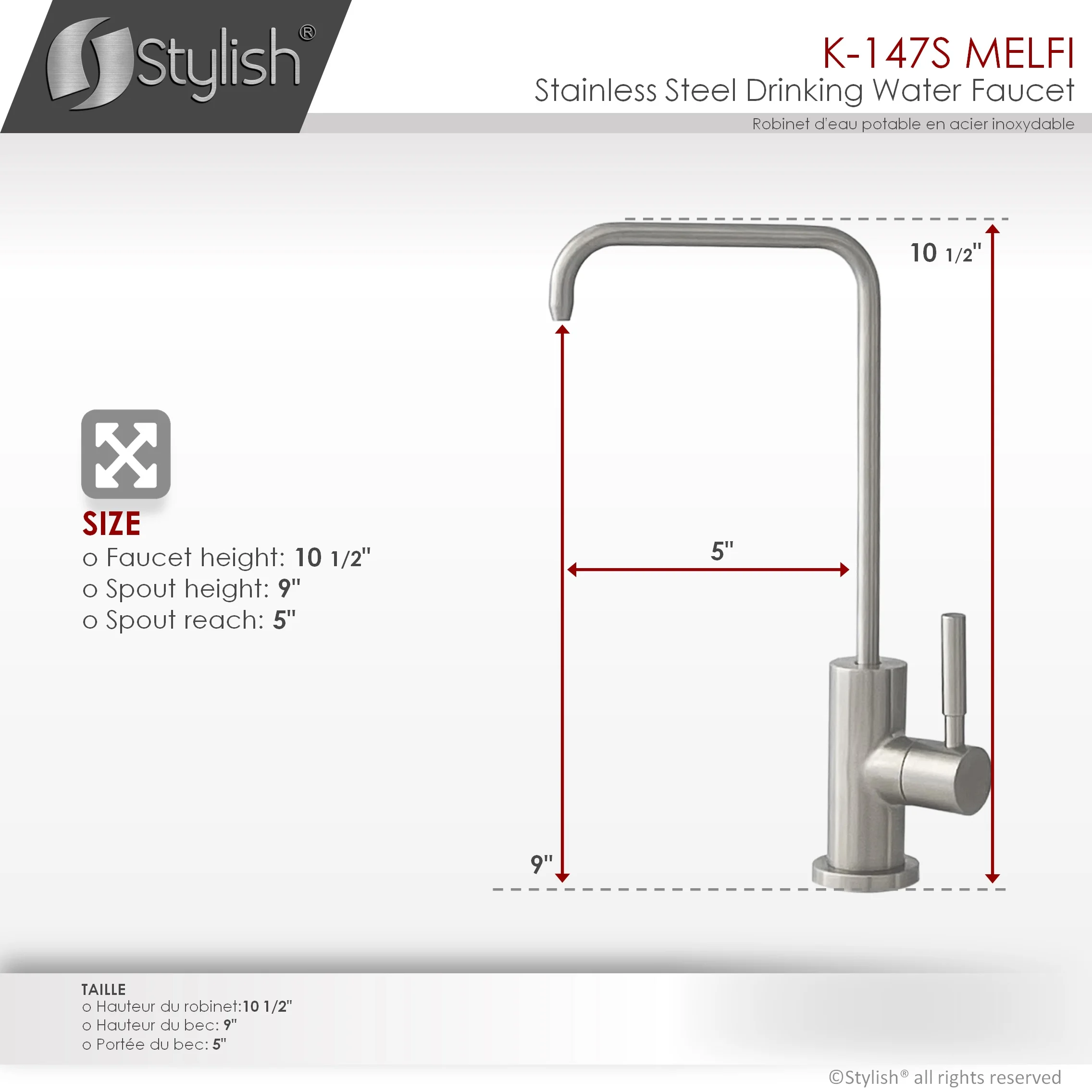 Single Handle Cold Water Tap - Stainless Steel Finish by Stylish® K-147S