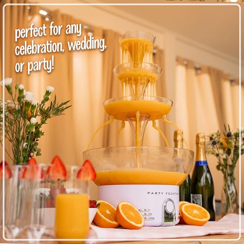 Nostalgia LPF230 3-Tier Lighted Party Fountain, Holds 1.5 Gallons, LED Lighted Base, Includes 8 Reusable Cups