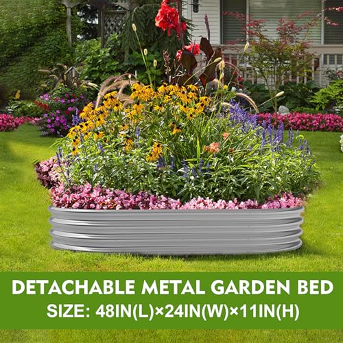 Metal Raised Garden Bed 2Sets Galvanized Planter Box for Vegetables, Flowers, Herbs, and Succulents