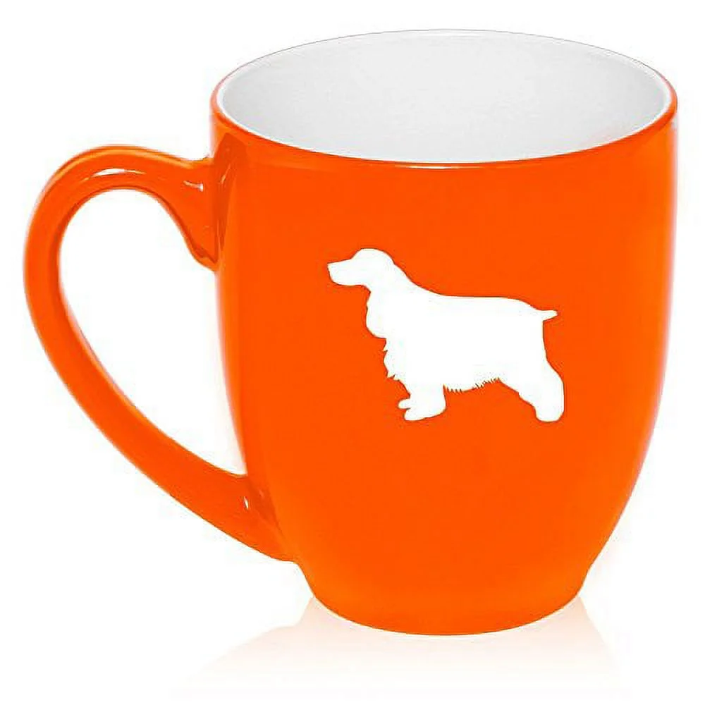 16 oz Large Bistro Mug Ceramic Coffee Tea Glass Cup Cocker Spaniel (Orange)
