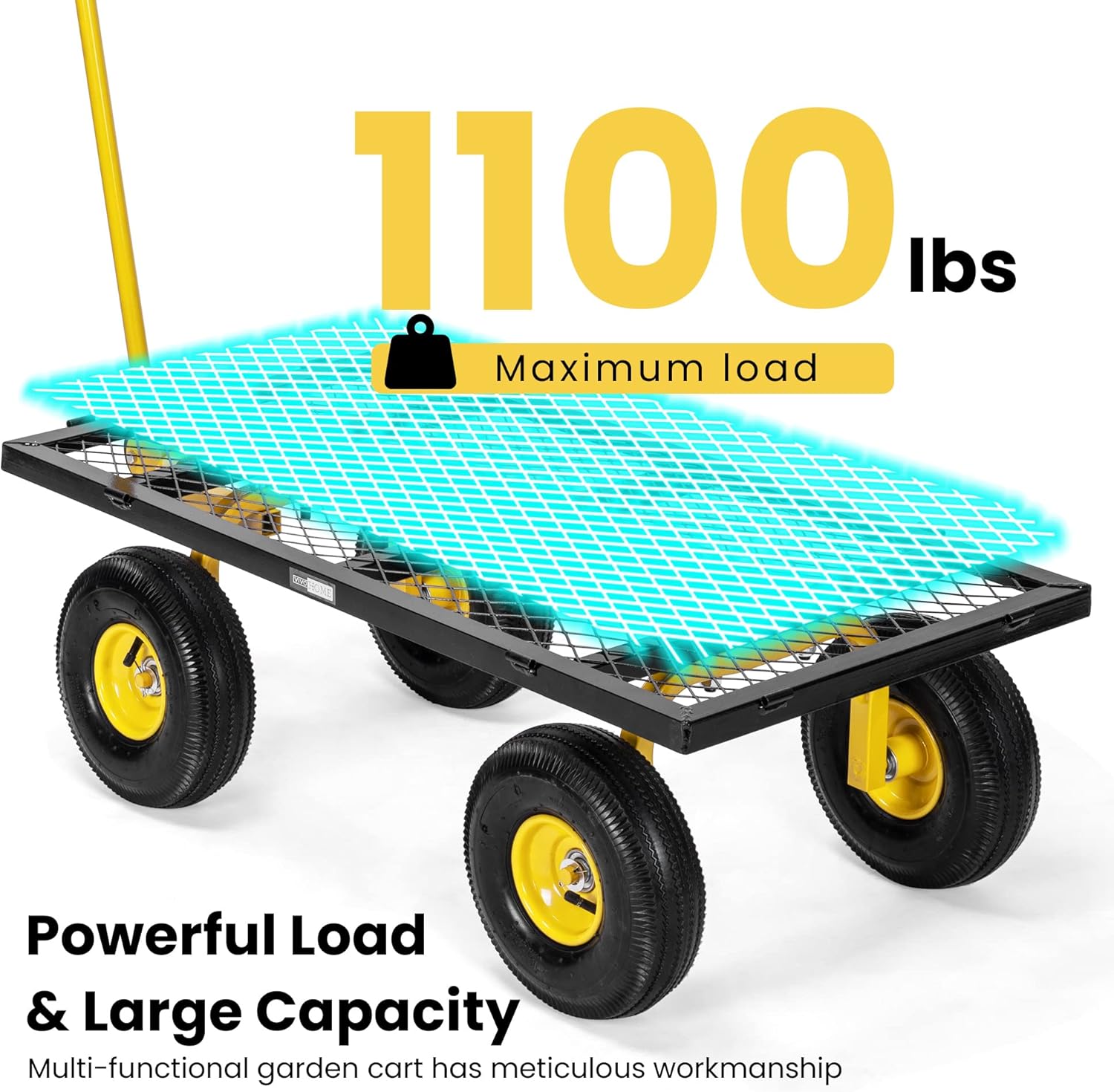 VIVOHOME Heavy Duty 880 Lbs Capacity Mesh Steel Garden Cart with Removable Sides and 4.10/3.50-4 inch Wheels (Black) and Heavy Duty 550 Lbs Capacity Mesh Steel Garden Cart with Removable Sides (Green)