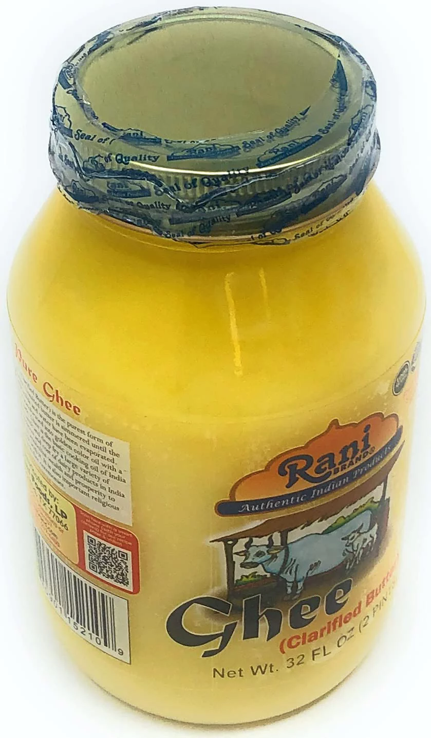 Rani Ghee Pure & Natural from Grass Fed Cows (Clarified Butter) 2lbs (32oz) ~ Glass Jar | Paleo Friendly | Keto Friendly | Gluten Free | Product of USA