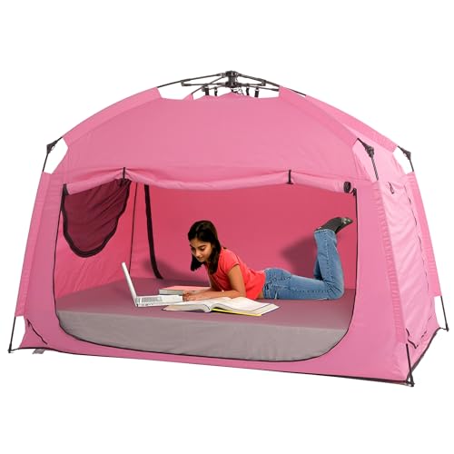 Indoor Instant Privacy Bed Tent for Sleeping,Quick Set-up Bed Canopies,Portable Bed Drapes with Large Space and 3 Doors