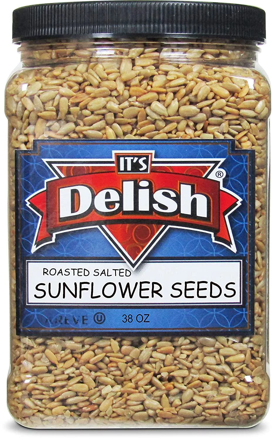 Gourmet Roasted Salted Sunflower Seeds by It's Delish, 38 Oz Jumbo Container Jar  Bulk Shelled Sunflower Seeds Kernels with Sea Salt  Crunchy Topping & Diet-Friendly Snack  USA Made, Vegan,...