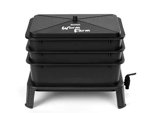 Blütezeit 5-Tray Worm Compost Bin, 53QT Worm Composter Indoor & Outdoor, Worm Farm Starter Kit for Vermicomposting, Recycling Food Waste (Green)