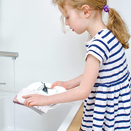 Bencailor 4 Pcs Hand Towels for Girls Absorbent 24 x 16 Inches Tea Towels Mermaid Unicorn Gnome Butterfly Dish Towels for Kitchen Gifts Bathroom Spa Gym Sport Housewarming (Blue Green, Mermaid, Gnome)