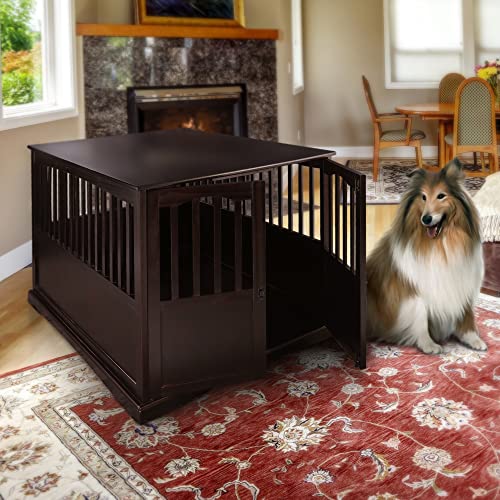 Casual Home Wooden Medium Pet Crate, End Table, Espresso