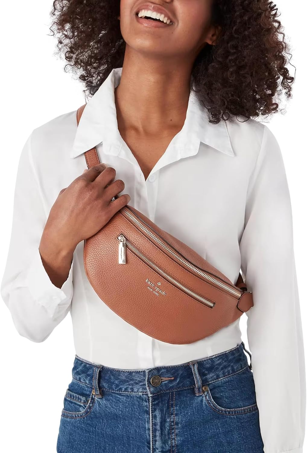 Kate Spade New York Leila Leather Belt Bag Fanny Pack in Warm Gingerbread