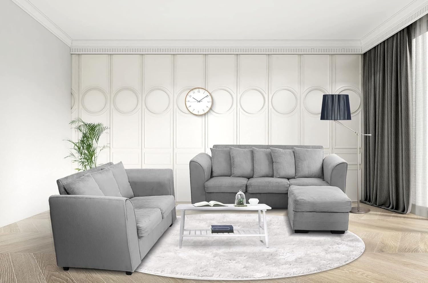 3pcs Living Room Set Light Grey