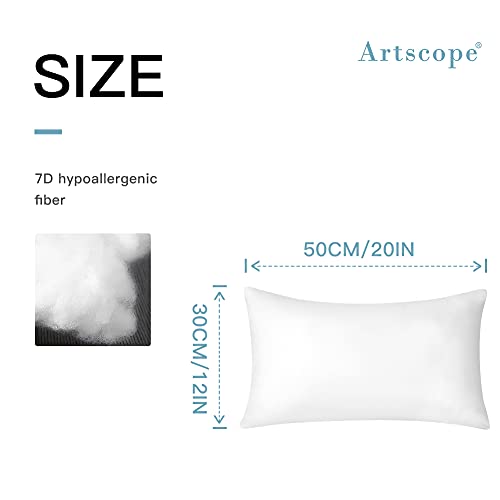 Artscope Throw Pillow Inserts Set of 2, Premium Fluffy Cushion Stuffer Sham Square Inner Soft for Couch or Bed, Indoor Decorative Pillows Inserts (12