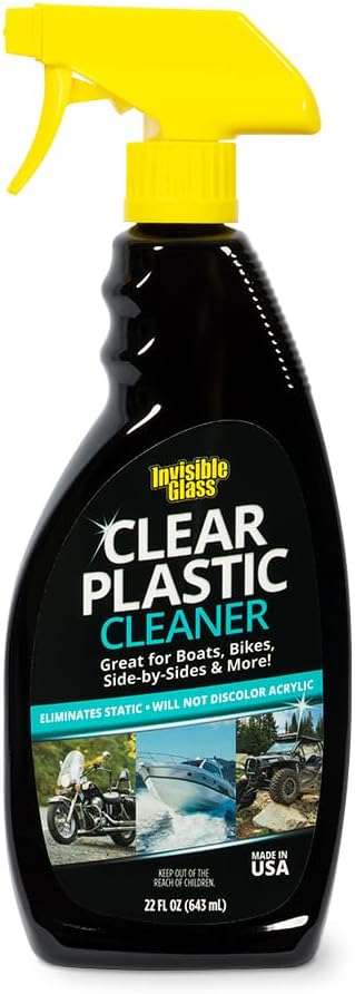 Invisible Glass 92084 22-Ounce Clear Plastic Cleaner for RVs, Cars, Boats, Bikes, Side-by-sides Use on Helmet Visors, Acrylic and Vinyl Windows, and More Streak and Haze Free Anti-Static, Pack of 1