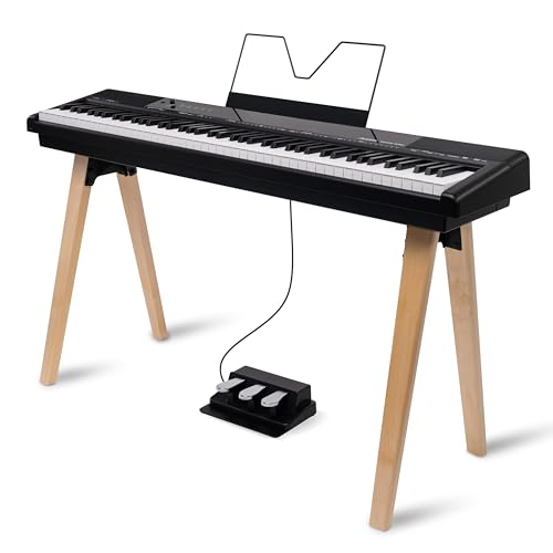 Alesis Recital Home Digital Piano with 88 Hammer Action Weighted Keys, Stand, Pedals and Lessons, Turquoise