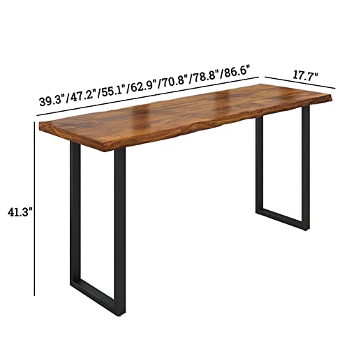 Industrial Bar Table,Solid Wood Bar Height Table Creative Live Edge Dining Table,Long Bar Table Rustic Tall Counter Height Table,Rectangular Narrow Bar Table(86.6