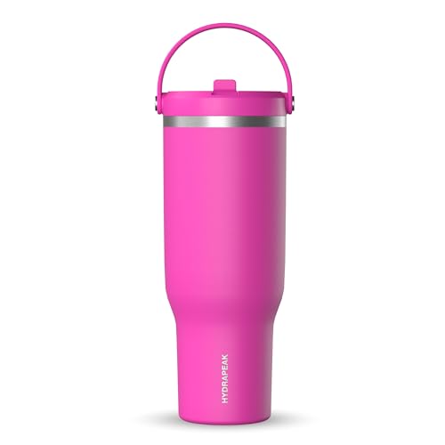 Hydrapeak Nomad 24 oz Tumbler with Handle and Straw Lid, Leakproof, Double Insulated, 24oz Cup Stainless Steel (Blush)
