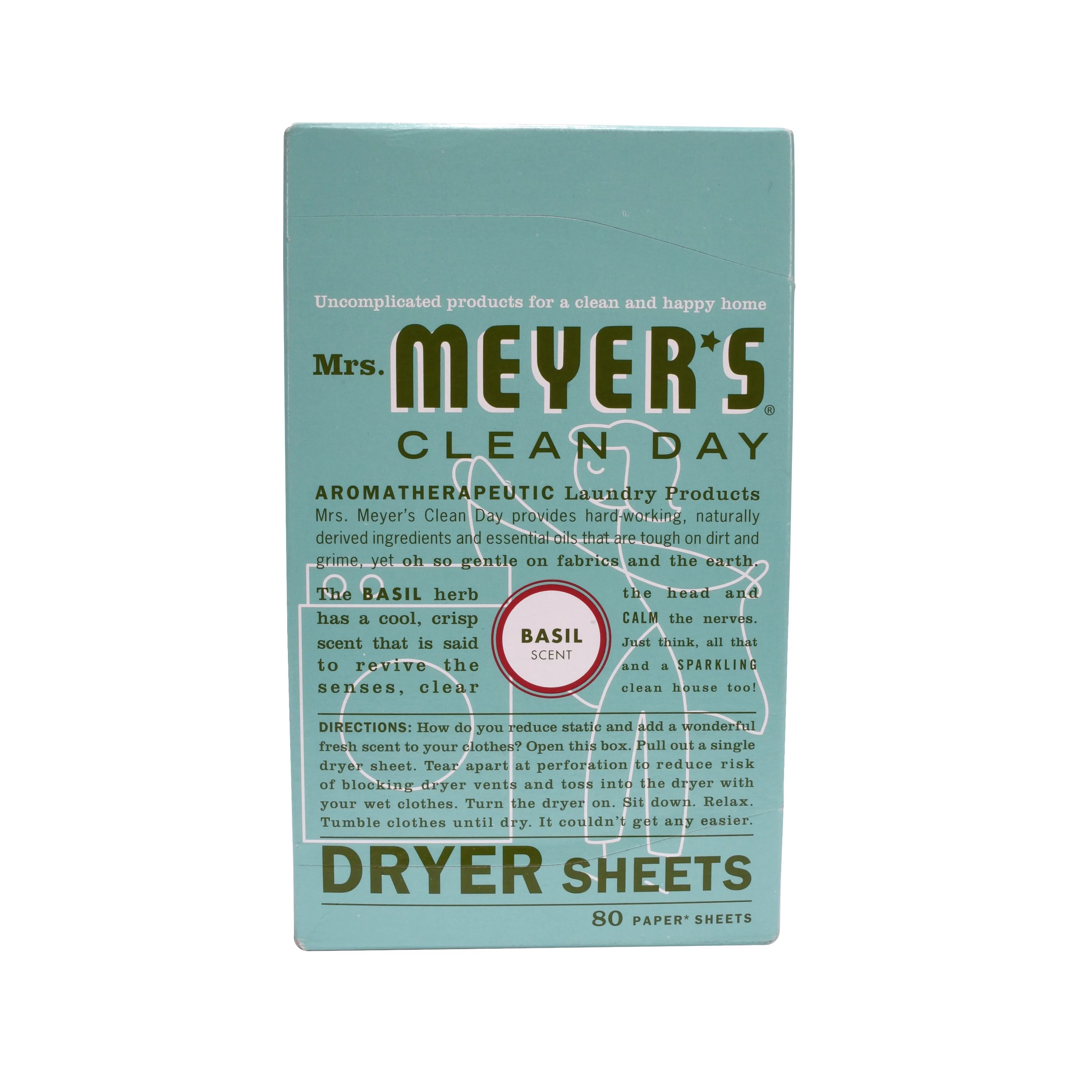 Mrs. Meyer's Clean Day Dryer Sheets Basil, 80 CT (Pack of 6)