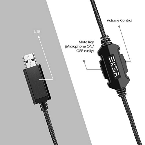 EKSA E1000 Gaming Headset, Computer Headphones with Noise Canceling Mic & RGB Light, 7.1 Surround Sound, Compatible with PC, PS4 PS5 Console, Laptop (Blue)
