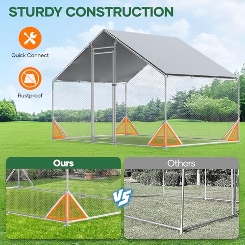 Large Chicken Coop Metal Chicken Runs for Yard 20x10x6.56 FT Chicken Coop with Cover jaulas para gallinas Heavy Duty Chicken Cage Duck Coop Lockable Door with Waterproof and Anti-UV Cover