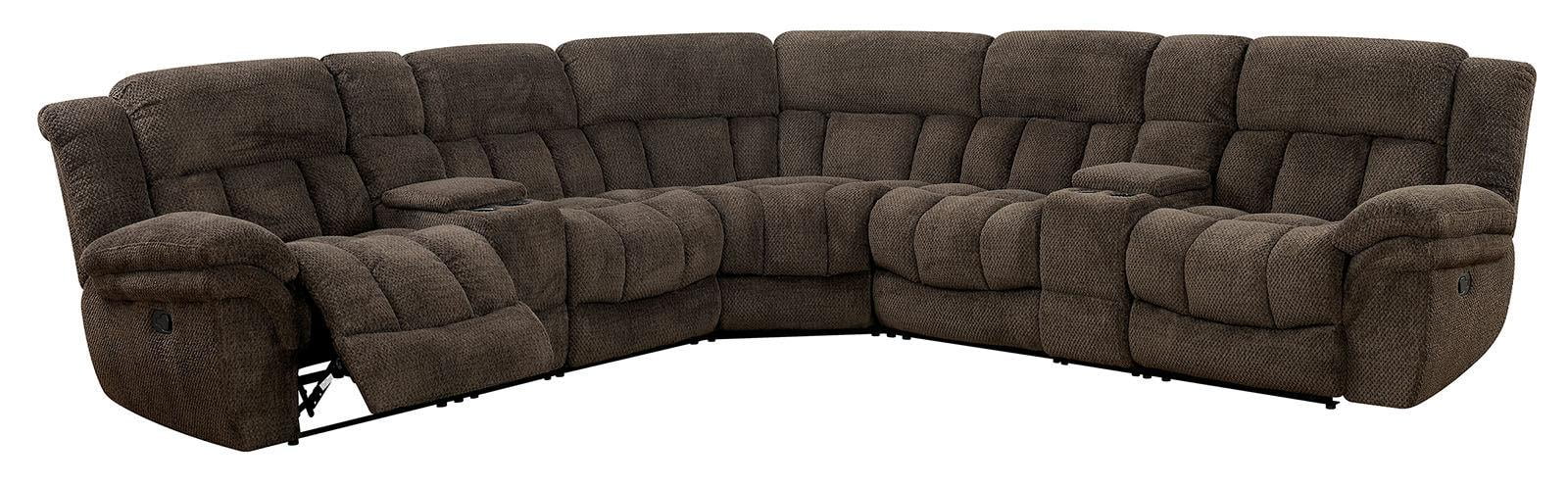 Transitional Brown Flannelette Recliner Sectional FOA CM6585BR-SECT Irene
