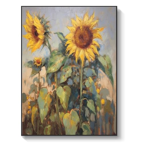 Jsiluxna Colorful Yellow Sunflower Canvas Oil Painting Diningroom Decor Bedroom Wall Art New Home Decor Fashion Wall,203 * 152cm(80 * 60) In,Unstretched,Frameless