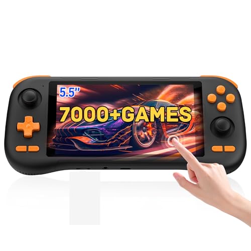 kinhank K56 Retro Handheld Game Console, Support 16000+ Games, Equipped with 128G TF Card, Android 14.0 System, Portable Retro Video Game Console, 5.5 Inch IPS Touch Screen, 2.4G/5G, BT 5.0 (128GB)