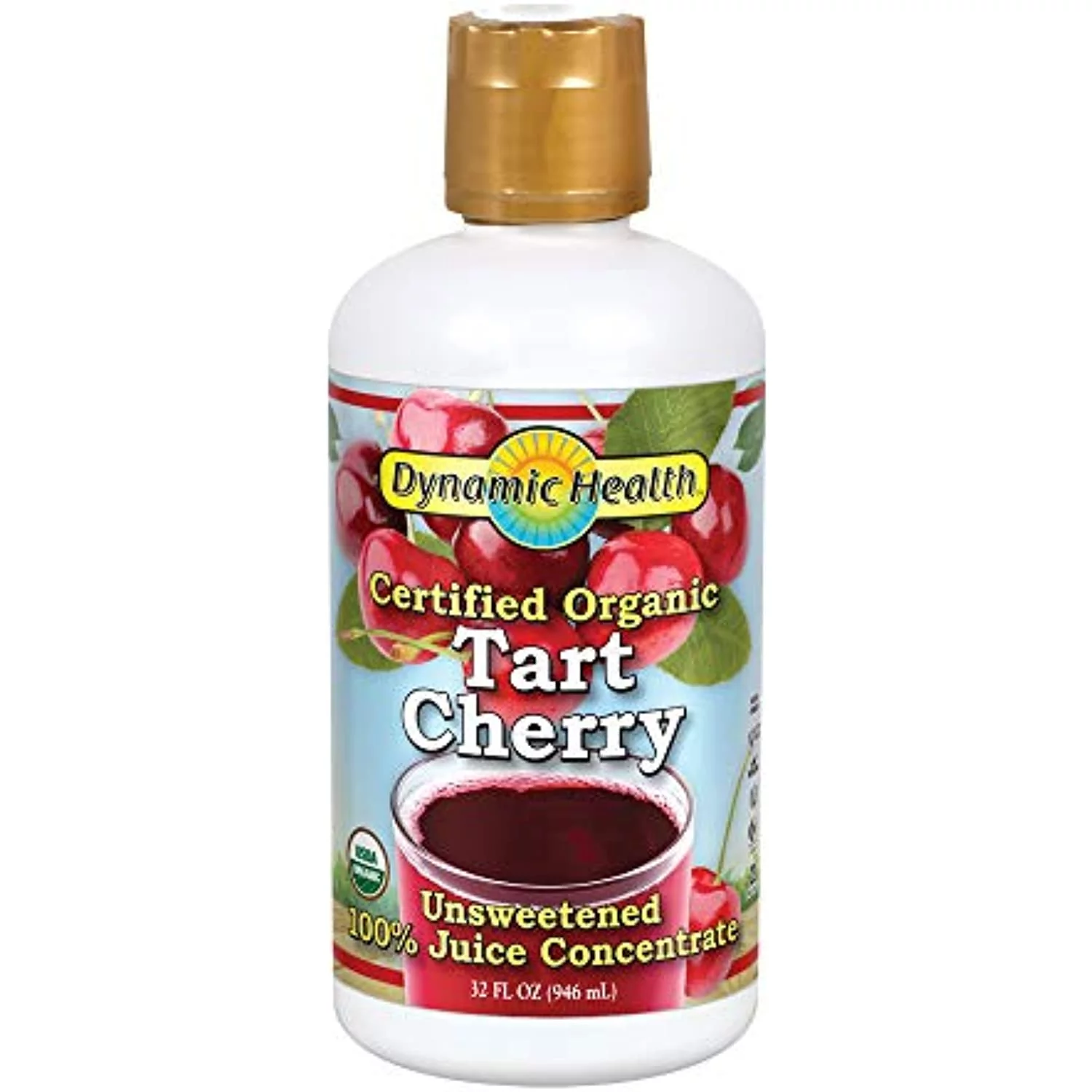 Dynamic Health Organic Tart Cherry | Unsweetened 100% Juice Concentrate | Vegan, Gluten Free, Bpa Free (32Oz)