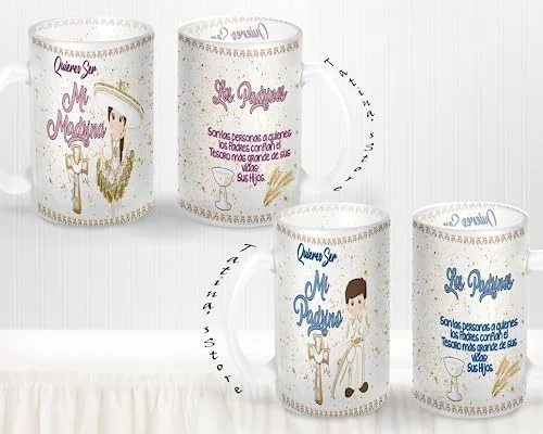 Propuesta para padrinos de bautizo, Set de 2 Tazas con moño de satin y tarjeta de agradecimiento,godfather proposal gifts,will you be my godfather,quieres ser mi madrina